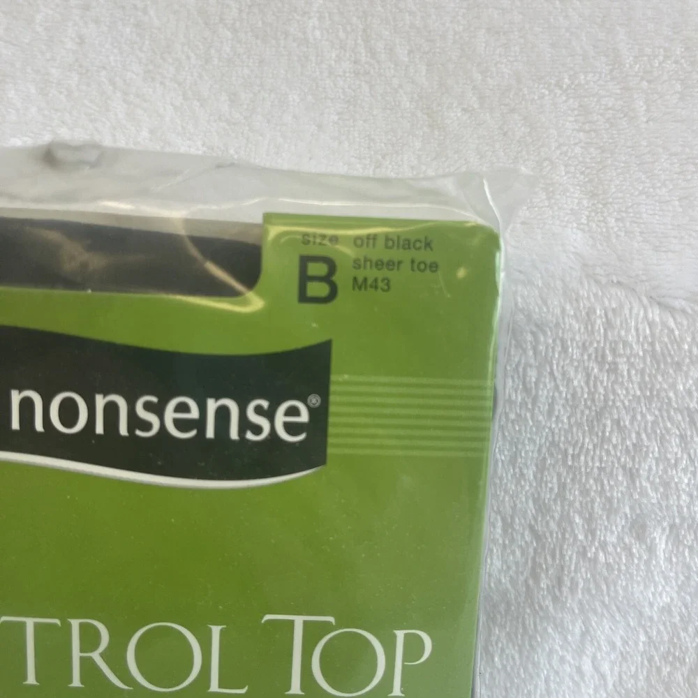 No Nonsense Control Top Off Black Sheer Toe Pantyhose Size B‎ M43 New